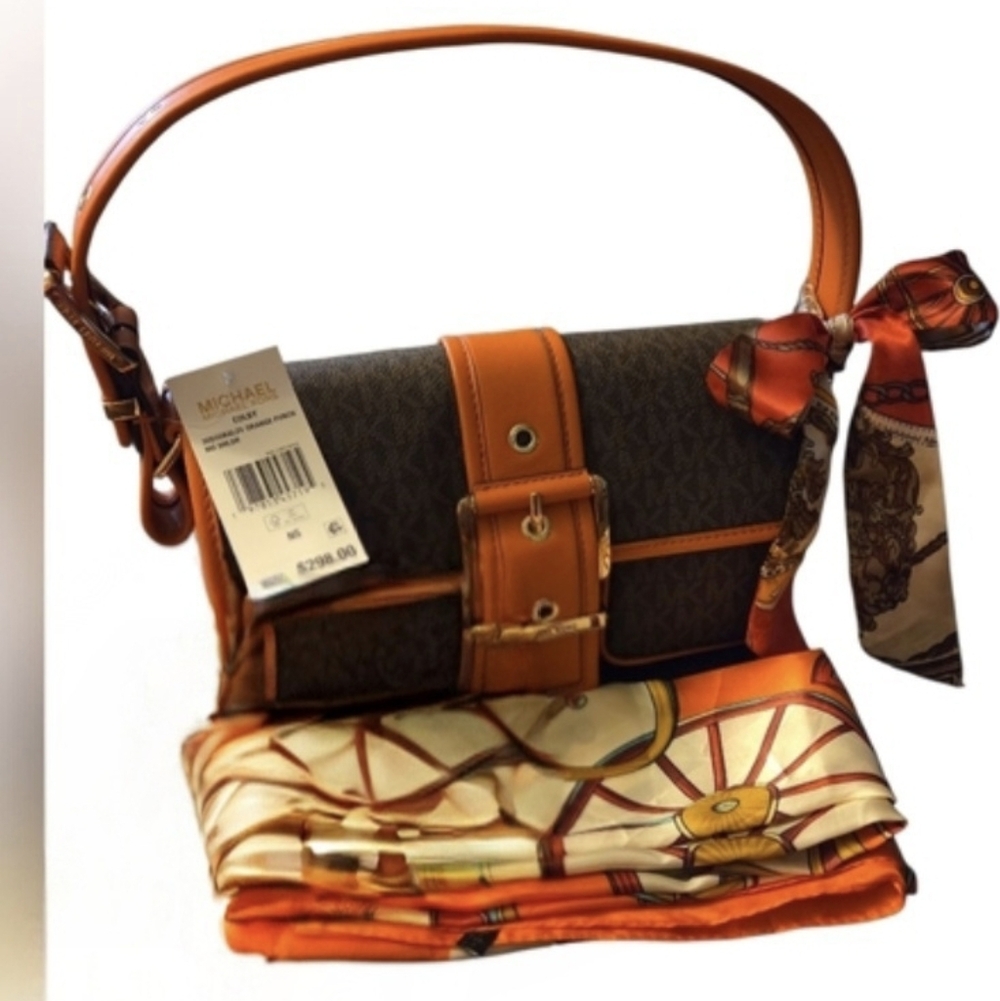 Michael Kors Brown/Orange Shoulder Bag  (WalletNot Included- Sold Separate)